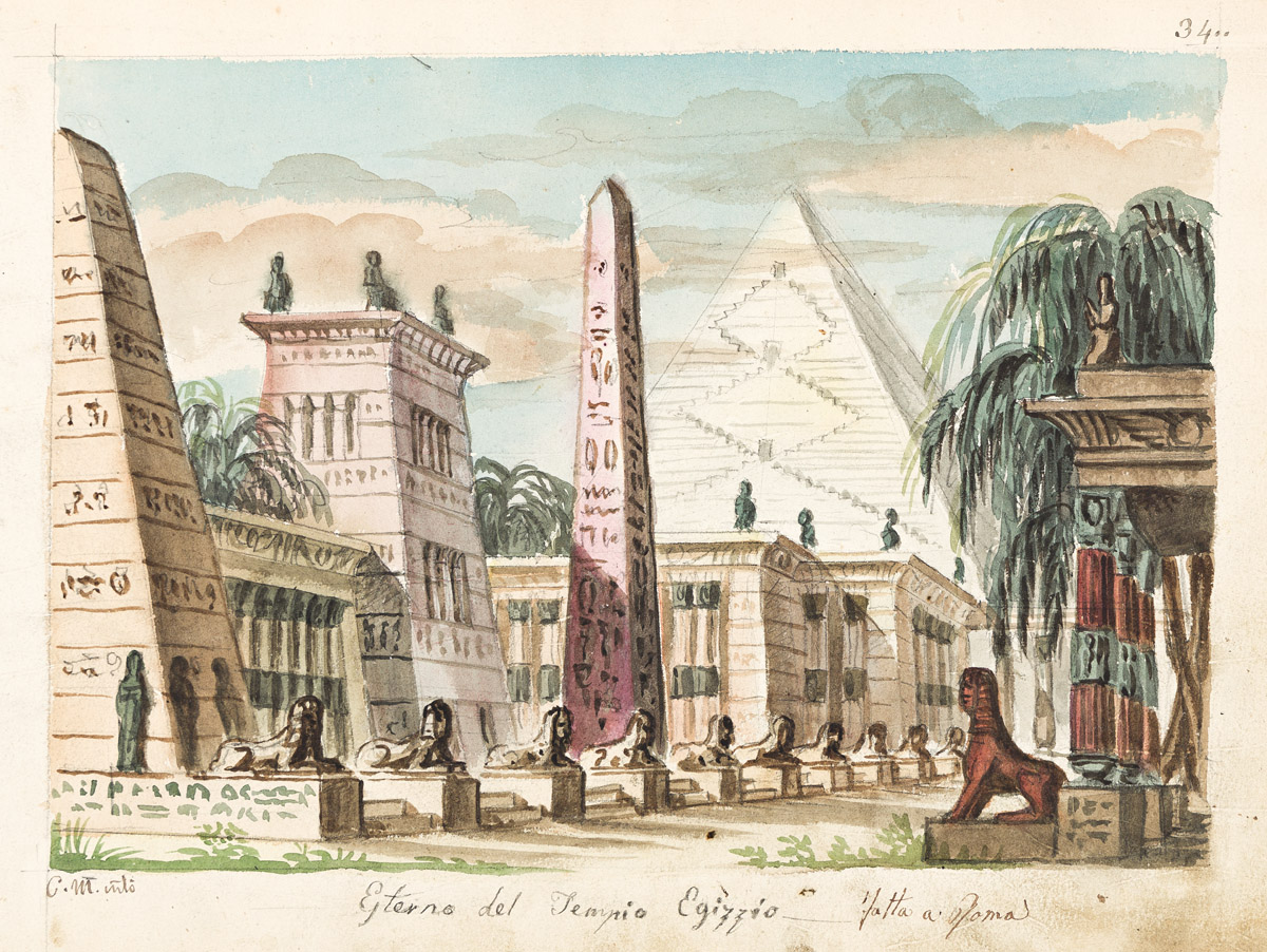 METRODORO CONTI (1810-1887) Group of 14 Italian scenic designs, mostly Roman and Venetian views.
